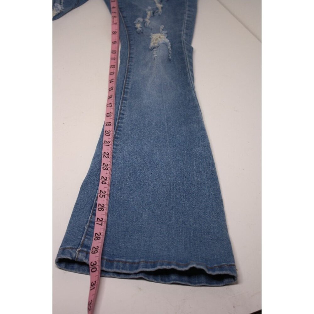 Celebrity Ace Women’s Flare Stretch Jeans Size 5/27 Distressed Light Wash - Picture 3 of 7